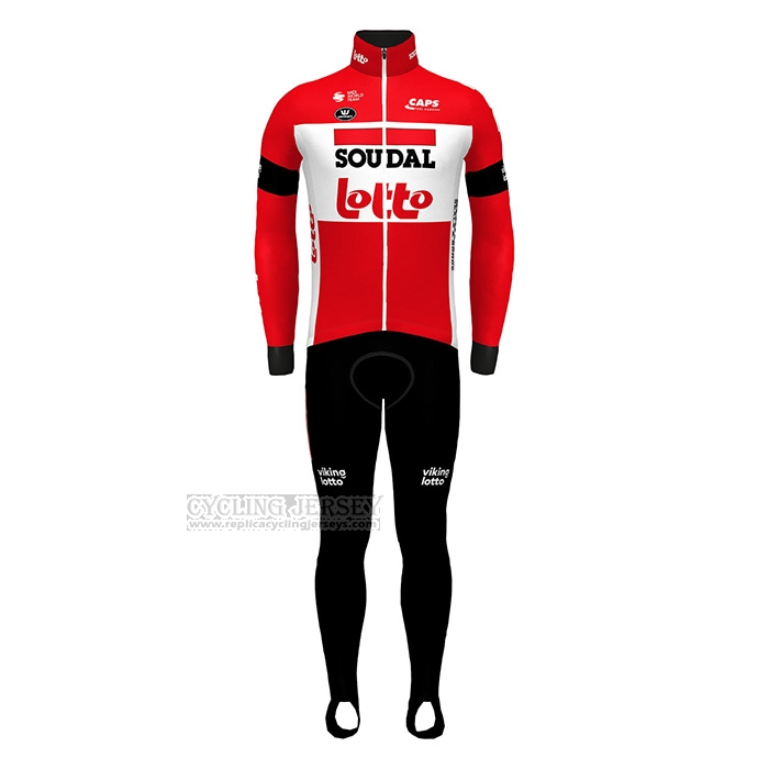 2022 Cycling Jersey Lotto Soudal Red Long Sleeve and Bib Short